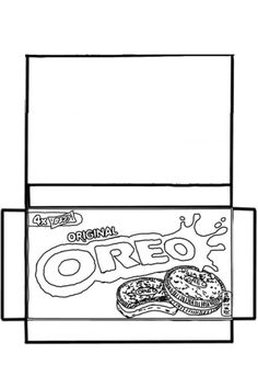 a box of oreo cookies is shown in this coloring page, with the word oreo on it