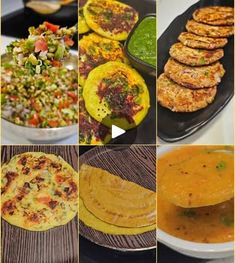 several pictures of different foods and food items