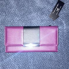 New With Tags, Purple And Black In Color Gorgeous Wallet Everyday Purple Wallets With Card Slots, Elegant Everyday Purple Wallets, Purple Leather Wallets For Gifts, Elegant Purple Wallets, Silver Wallet, Luxury Purple Rectangular Wallet, White Wallet, Maroon Leather, Rfid Wallet