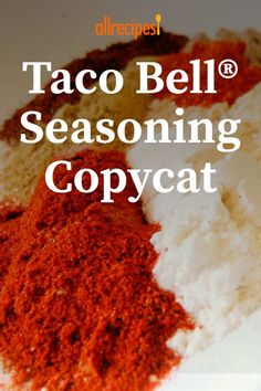 taco bell seasoning and copycat on a plate with text overlay that says taco bell seasoning and copycat