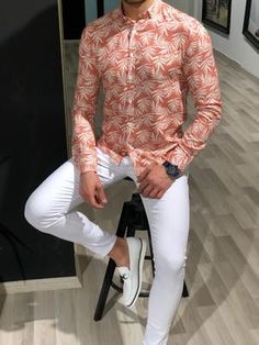 Klenoff Slim-Fit Patterned Shirt (3 Colors) – BOJO Trendy White Stretch Shirt, White Slim Fit Casual Shirt, Casual Stretch Summer Shirt, Casual Stretch Orange Blouse, Casual Orange Stretch Blouse, White Fitted Rayon Top, Fitted White Rayon Top, Casual Stretch Collared Shirt, White Stretch Casual Shirt