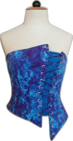 Blue Summer Corset Dress With Boned Bodice, Blue Corset Dress With Boned Bodice, Blue Corset Back Dress, Blue Corset With Boned Bodice, Blue Corset Dress With Fitted Bodice, Blue Fitted Underbust Corset Dress, Blue Underbust Corset For Summer, Blue Sleeveless Fitted Bodice Corset, Blue Underbust Corset With Fitted Bodice