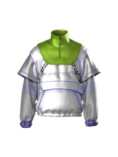 Astronaut-style anorak embellished with green colar. THIS IS A DIGITAL ITEM, IT ONLY EXISTS DIGITALLY AND WILL BE APPLIED TO YOUR PHOTO(s). Color: silver. Material: digital leather. Digital clothes fit all sizes. About the collection: C.GITAL's design philosophy is to create collections based on travel destinations around the world. This time we push ourselves further to travel to the moon. This collection offers enhanced mobility for spacewalks on the moon. NASA's Z-1 spacesuit is the main insp Luxury Futuristic Outdoor Outerwear, Futuristic Nylon Hooded Windbreaker, Futuristic Nylon Hooded Outerwear, Astronaut Fashion Runway, Anorak Magazine, Design Philosophy, Photo S, Space Suit, Explore Travel