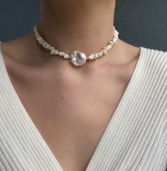 ✨ Mother of Pearl/Nacre Stone Choker with genuine baroque pearl at its center. Perfect touch to your spring summer outfits. Make a statement with this beauty reflecting the nature's energy. ✨ The charm of this unique real pearl pendant necklace is heightened by the baroque pearl's natural beauty and glittery reflections.  ✨All items are nicely packaged and ready to gift in our branded hard-covered light-green jewelry box and dark-forest green velvet pouch. Jewelry care instruction card and a pol White Shell-shaped Pearl Drop Necklace, Summer Pearl Pendant Jewelry, Summer Gold Pearl Necklace, Summer Beach Pearl Shell Necklace, Elegant Pearl Charm Necklaces For Vacation, Bohemian Baroque Pearl Necklace With Pearl Pendant, Elegant Beaded Pearl Shell Necklace, Elegant Pearl Charm Necklace For Vacation, Bohemian Baroque Pearl Necklace With Pendant