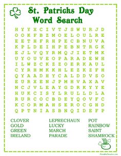 the st patrick's day word search