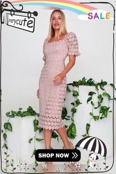 Stylish Lace Solid Color Midi Dress Customer Support, Shop Now, Midi Dress, Fast Delivery, Solid Color, Lace, Color