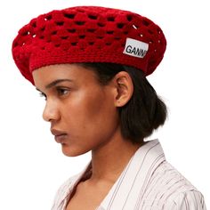 Ganni Crochet Wool Beret In Fiery Red Brand New With Tags. Msrp $195. Details: One Size Fits Most Features A Crochet Design And Ganni Logo Material: 45% Wool, 35% Certified Post-Consumer Recycled Wool, 20% Certified Recycled Polyamide New Posher? Sign Up With Invite Code 0ld_fashioned For $10 Off Your First Poshmark Purchase I Only Sell 100% Authentic Items. Receipts Of Purchase Are Available Upon Request For Verification Purposes. My Photos Are Taken Inside With A Flash Unless Indicated Otherwi Ganni Beret, Ganni Crochet, Wool Crochet, Crochet Beret, Types Of Hats, Wool Beret, Jeans Boots, Crochet Wool, Wool Berets