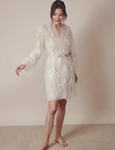 Zwillinger's- Romy Robe Getting Ready Pictures, Lace Robes, Pre Bridal, Night Gown Dress, Robes For Women, Getting Ready Photos, Modest Wedding Gowns, Sheer Robe, Wedding Robe