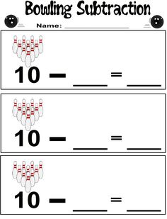 the bowling subtraction worksheet for kids to learn how to do numbers