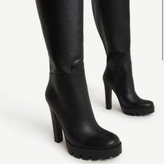 Super Sexy Boots! Ordered The Wrong Size And Can’t Return Them (I’m Usually A 6 Or 6.5 Thought Sizing Up Would Be A Good Idea But Wasn’t) Brand New But No Tags/Shoe Box Sleek Platform Boots For Winter Night Out, Fitted High Heel Platform Boots For Workwear, Tall Winter Platform Boots, Fitted Tall Platform Boots For Winter, Edgy Platform Boots For Work, Edgy Platform Boots For Workwear, Platform Knee High Boots, Toms Boots, Black Suede Flats