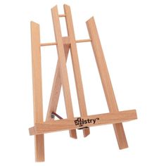 a wooden easel with the word history written on it's front and side