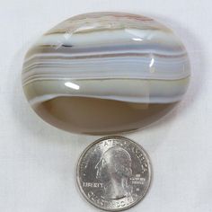 Polished Banded Agate Palm Stone from Madagascar Palm Stone, Natural Colors, Blue Moon, The Natural, Beautiful Hand, Both Sides, Madagascar, Natural Color