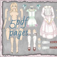 Digital file pages doll, clothes, envelope-bed-wardrobe, Digital printable Paper Doll for your artwork and crafting project - Altered art, Scrapbook, vintage project etc... Free your imagination! You will receive: 1 digital pages with doll and clothes images. 2 digital pages with instructions for assembling the doll and an envelope for its storage and play images. 1 digital pages with an envelope for doll storage and play images. 1 digital pages with dolls clothes for self coloring images. All i Printable Figures Paper Dolls, Dress Up Paper Dolls Free Printable, Articulated Paper Dolls Printable Free, Paper Dress Up Dolls Printable, Clothes Images, Bed Wardrobe, Diary Art, Katy Keene Paper Dolls, Doll Storage