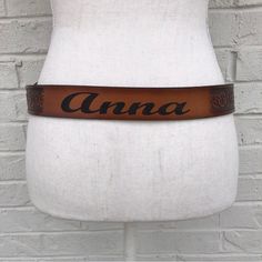 Excellent Condition Gavere Leather Brand Floral Embossed Leather Belt With The Name “Anna” In Cursive. Belt Band Is 42”, Buckle Is 2”, 44” Total With Both. Made In Usa. 1-2 Day Shipping! In Cursive, Leather Floral, Leather Accessories, Embossed Leather, Leather Belt, Made In Usa, Buckle, Women Accessories, Band