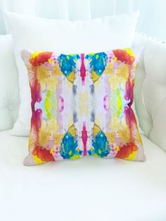 Muti color abstract pillow for sale Pillow Tropical, Lounge Bench, Beach Bed, Tropical Pillow, Bench Bedroom, Statement Pillow, Green Pillows Decorative, Hand Painted Pillows, Tropical Pillows