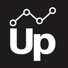 the up logo on a black background with an upward line going down to the bottom