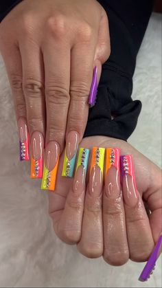 Neon Acrylic Nails, Lips Photo, Cute Nike Outfits, Colorful Nails, Nails And Toes, Exotic Nails, Nail Looks, Rainbow Glitter, Nails And Makeup