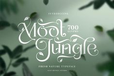 an image of a tyural typeface that is made with leaves and the words woot jungle