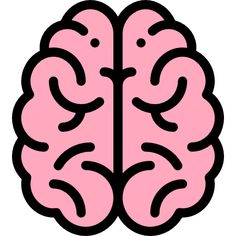 a pink brain with black outlines on it's side and the top part of its