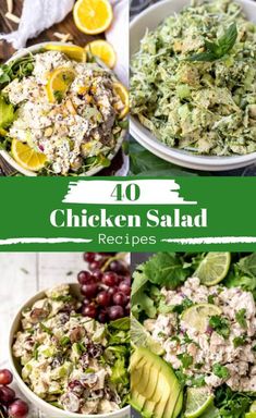 chicken salad recipe collage with the title overlaying it's four pictures