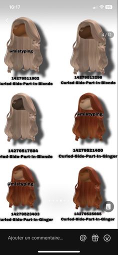 the different types of wigs are shown in this screenshote screengrafi