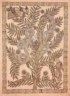 a tree with birds on it in the middle of a wall hanging from a wooden frame