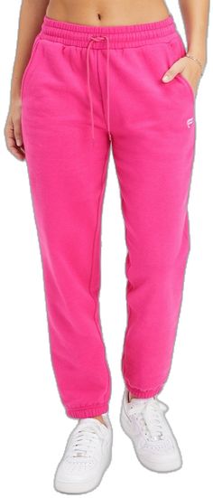 Pink Elastic Waistband Sweats For Loungewear, Pink Sweats With Elastic Waistband For Loungewear, Pink Fleece Sweats In Athleisure Style, Pink Fleece Sweats For Athleisure, Pink Relaxed Fit Sweats For Sports, Sporty Pink Sweats For Jogging, Pink Sporty Sweats For Jogging, Pink Sportswear Pants With Elastic Waistband, Pink Pants With Comfort Waistband For Loungewear