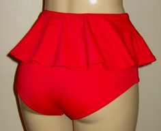 Peplum retro skirt swimwear bikini bottoms high waisted bathing suit bottom womens high waist skirt Peplum Swimsuit, Pin Up Swimsuit, Retro Swim, Skirted Swimsuit, Peplum Skirt, Swimwear High Waisted, Bathing Suit Bottoms, High Waist Skirt, Monokini Swimsuits