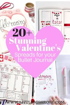 Find ideas for setting up February in your bullet journal with this huge list of over 20 stunningly beautiful Valentine's Day spreads for your bullet journal. Journal Ideas February, Positive Journaling, Dot Journaling, Bullet Journal Prompts, Bujo Themes, Bullet Journal Contents, February Bullet Journal, Digital Bullet Journal, Bullet Journal For Beginners