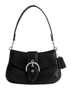 Coach "Soho" shoulder bag in regenerative glovetanned leather  Detachable shoulder strap with logo tag, 7.3" drop Flap top with buckle snap strap closure  Interior, one zip pocket  Approx. 6.3"H x 10.5"W x 2.8"D Spot clean Imported Affordable Bags Handbags, Coach Soho Bag, Affordable Bags, Bags For Teens, Goth Style, Bags Coach, Pink Backpack, Logo Tag, Designer Handbag