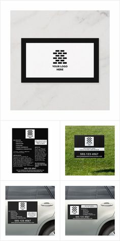 business card mock up with black and white stripes on the front, side and back