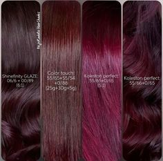 Dark Violet Red Hair Color, Dark Red Hair Formula, Igora Reds, Grape Hair Color, Wella Color Touch Formulas, Red Hair Formulas, Eggplant Colored Hair, Eggplant Hair, Wella Formulas