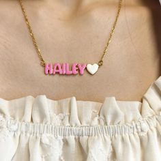 Enamel Bubble Letter Name Necklace, Custom Handmade 18K Gold Jewelry, Unique Personalized Gift - Etsy Trendy Custom Name Letter Jewelry, Personalized Playful Multicolor Necklace, Bubble Name Necklace, Bubble Alphabet Necklace, Bubble Letter Necklace Gold, 18k Gold Jewelry, Bubble Letters, Unique Personalized Gift, Gold Plated Jewelry