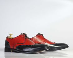 Luxury Multicolor Leather Wingtip Shoes, Luxury Slip-on Wingtip Leather Shoes, Luxury Wingtip Slip-ons With Leather Sole, Luxury Leather Wingtip Shoes With Red Sole, Slipon Shoes, Lace Up Dress, Handmade Leather Shoes, Black Wings, Brogue Shoes