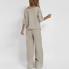 US$ 29.99 - Women's 2Piece Set Solid Crew Neck Short Sleeve Top and Wide Leg Long Pant - m.zicopop.com Cheap Clothing, Cheap Clothes, Waist Length, Long Pants, Short Sleeve Top, Outfit Sets, Short Sleeves Tops, Sleeve Top, Wide Leg