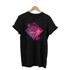 "Vaporwave aesthetic design with Retro Pink Sunset. Futuristic Street Fashion for teens, teen girls, boys, men & women who love synthwave & retrowave clothing. Streetwear fashion outfit for 80's and 90's Japan urban apparel fans. Do you prefer a different color print or color t-shirt? No problem, send me a message with your request so i can confirm and print it as YOU like. Do you want one of the prints on hoodies, kids sizes or a specific garment? just contact me and i will contact you 90s Inspired Black Graphic T-shirt, 90s Inspired Black Graphic Print T-shirt, 90s Inspired Black T-shirt With Graphic Print, 90s Inspired Graphic Print Short Sleeve T-shirt, Retro Short Sleeve Shirt With Graphic Design, 90s Inspired Short Sleeve T-shirt With Screen Print, 90s Inspired Short Sleeve Graphic T-shirt, 90s Inspired Short Sleeve T-shirt With Graphic Design, Black T-shirt With Retro Print Crew Neck