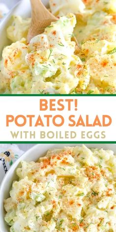 the best potato salad with boiled eggs in a bowl