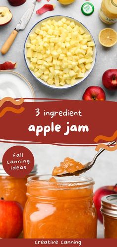 If you're harvesting apples this fall, our recipe for 3 ingredient apple jam without pectin is a treasure trove of insights. Dive into the details of creating a luscious apple jam without pectin, capturing the very essence of apple season in a jar, ready to be savored all year long. Start canning fruit today! Find more Fall Canning Ideas at Creative Canning. Canning Fruit Recipes, Jam Without Pectin, Canning Jam Recipes, Pressure Canning Recipes, Canning Fruit, Mango Jam, Apple Jam