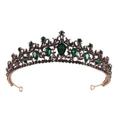 Mafia Wallpaper, Prom Tiaras, Crown For Women, Tiara Crown, Czech Crystal, Crystal Wedding, Tiaras And Crowns, Black Crystals, Emerald Green