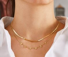 Gold Neck Chain Short, Daity Gold Jewelry, 18k Gold Dainty Necklace, Affordable Personalized Elegant Necklace, Cheap Name Necklaces For Birthday Gift, Cheap Stamped Necklaces For Birthday Gift, Cheap Adjustable Name Necklace For Women, Personalized Gold Snake Chain Jewelry, Personalized Elegant Snake Chain Jewelry