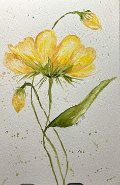 watercolor painting of yellow flowers on white paper