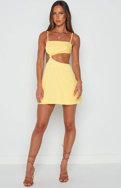 Yellow Mini Dress

Your perfect summer mini has arrived! Pair with slides and a cute bag for the perfect daywear 'fit or simply wear over a bikini for a beach day cover up! This bold and bright colour screams summer!



Cut out dress

Mini length

Knot on side

Zip at side

Adjustable straps

Ties at back

Lined Yellow Blonde, Summer Cut, Prom Midi Dress, Yellow Mini Dress, Hoco Dress, Summer Playsuit, Graduation Dresses, Cut Out Dress, Strapless Tops