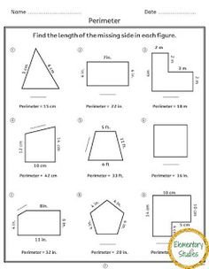 the perimeter worksheet is filled with different shapes