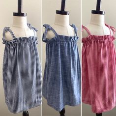 2/3T  Ready to Ship in 1-2 business days This summer dress is made from 100% cotton fabric, perfect for summer! This dress has elastic around the chest and tie straps that are adjustable for a longer fit.  Choose from red gingham, blue gingham or denim.  (The denim color is lightweight and soft, not like a traditional denim).   Each item is handmade with attention to detail.  The seams are serged for a professional look and maximum durability.  All of our quality designer fabrics are pre-washed to avoid shrinking and fading. The colors may vary slightly due to differences in viewing devices. ------------------------------------------ To complete your outfit, see our:  $6.00 BOW ADD ON: https://www.etsy.com/listing/758740456/hair-bow-large-hand-tied-bow-spring?ref=shop_home_active_1&frs=1 B Summer Cotton Sundress For Picnic, Summer Style Cotton Sundress For Picnic, Summer Gingham Sundress For Vacation, Spring Cotton Sundress With Tie Straps, Cute Cotton Dresses With Tie Straps, Cotton Sundress With Tie Straps For Spring, Gingham Dress With Tie Straps For Beach, Cute Cotton Dress With Tie Straps, Casual Cotton Gingham Dress