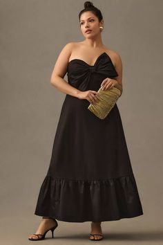 Hutch Bow-Tie Maxi Dress | Anthropologie Black Tie Optional Wedding Guest Dress, Winter Wedding Guest Dresses, Black Tie Optional Wedding, Classy Wedding Guest Dresses, Dresses For Winter, Plus Size Wedding Guest Dress, Black Wedding Guest Dresses, Black Tie Wedding Guest Dress, Romantic Maxi Dress