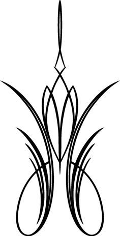 a black and white drawing of an ornamental design with wavy lines on the edges, forming a stylized flower