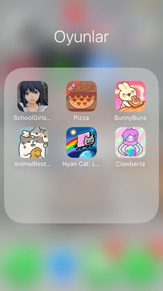 an iphone screen showing the icons for different app styles and colors, including pizzas, bunnies, and cats