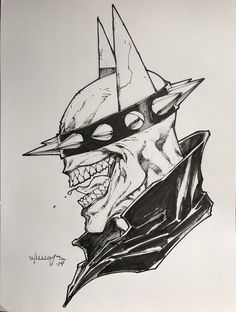 a drawing of a man in a batman mask