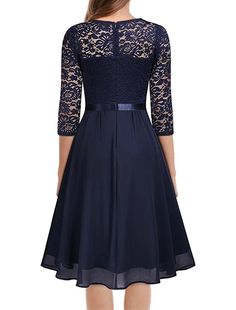 Women's Party Dress Lace Dress Homecoming Dress Midi Dress Black Wine Navy Blue Half Sleeve Pure Color Lace Spring Fall Winter V Neck Fashion Wedding Guest Birthday Vacation Elegant Royal Blue A-line Dress, Knee-length Blue Evening Dress For Prom, Blue Fitted A-line Bridesmaid Dress, Blue Knee-length Evening Dress For Prom, Royal Blue Long Sleeve Dress For Banquet, Blue Long Sleeve Dress For Prom Season, Navy A-line Evening Dress, Blue Dress For Wedding Party Season, Blue Dress For Wedding And Party Season