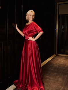 Long Puffy Sleeves, Silk Evening Dress, Red Evening Dress, Puffy Sleeves, Red Satin, Red Silk, Dresses Xs, Red Formal Dress, Evening Dress